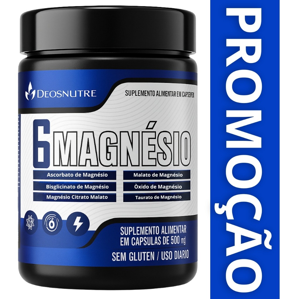 6 MAGNÉSIO ORIGINAL Ascorbato Bisglicinato Citrato Malato Óxido Taurato - ENVIO 24 HORAS