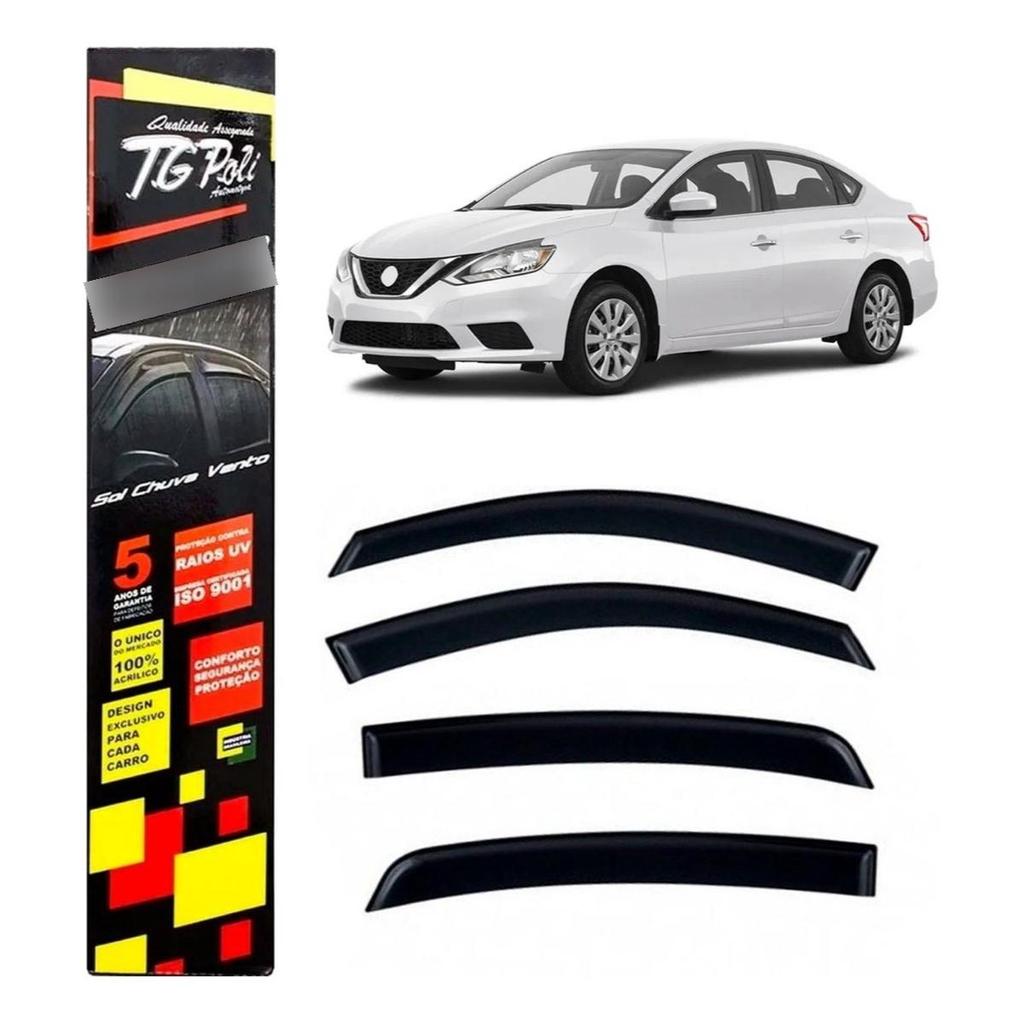 Calha de Chuva Nissan Sentra 2014 a 2020 TG Poli Defletor 4 portas Protetor Janelas Fumê