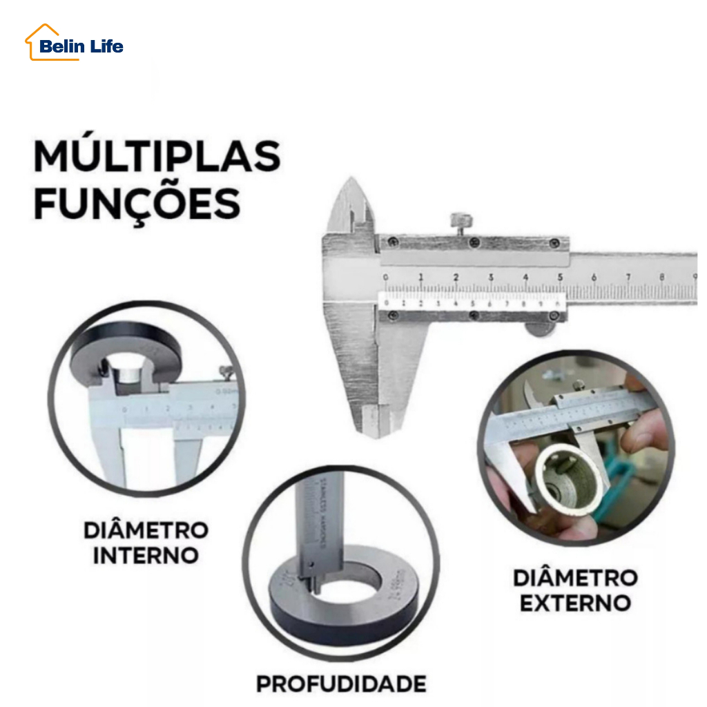 Paquímetro Profissional 150mm 6 em Aço Carbono com Estojo Medição de Precisão Luatek LWJ-1974