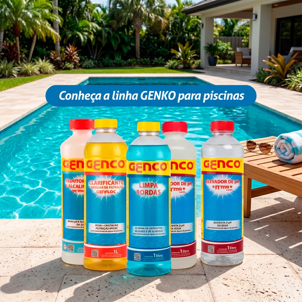 Linha Produtos Genco Piscina – Clarificante, Prevenção e Tratamento