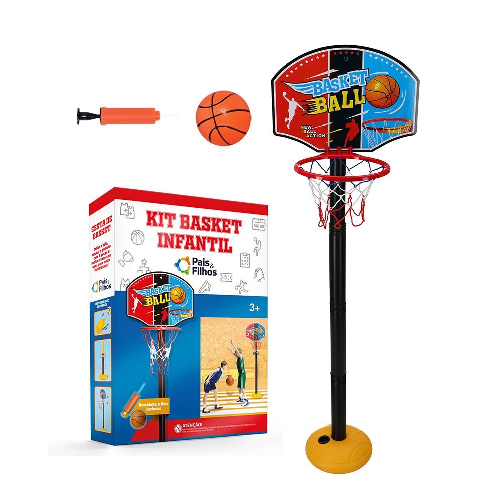 Kit Basquete Infantil Completo Cesta De Basquete Com Bola Bomba De Ar Tabela De Basquete