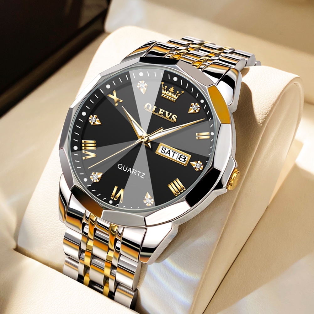 Relógio Masculino OLEVS 9931 Original De Luxo Calendário Funcional Pulseira De Aço Inox Com Caixa