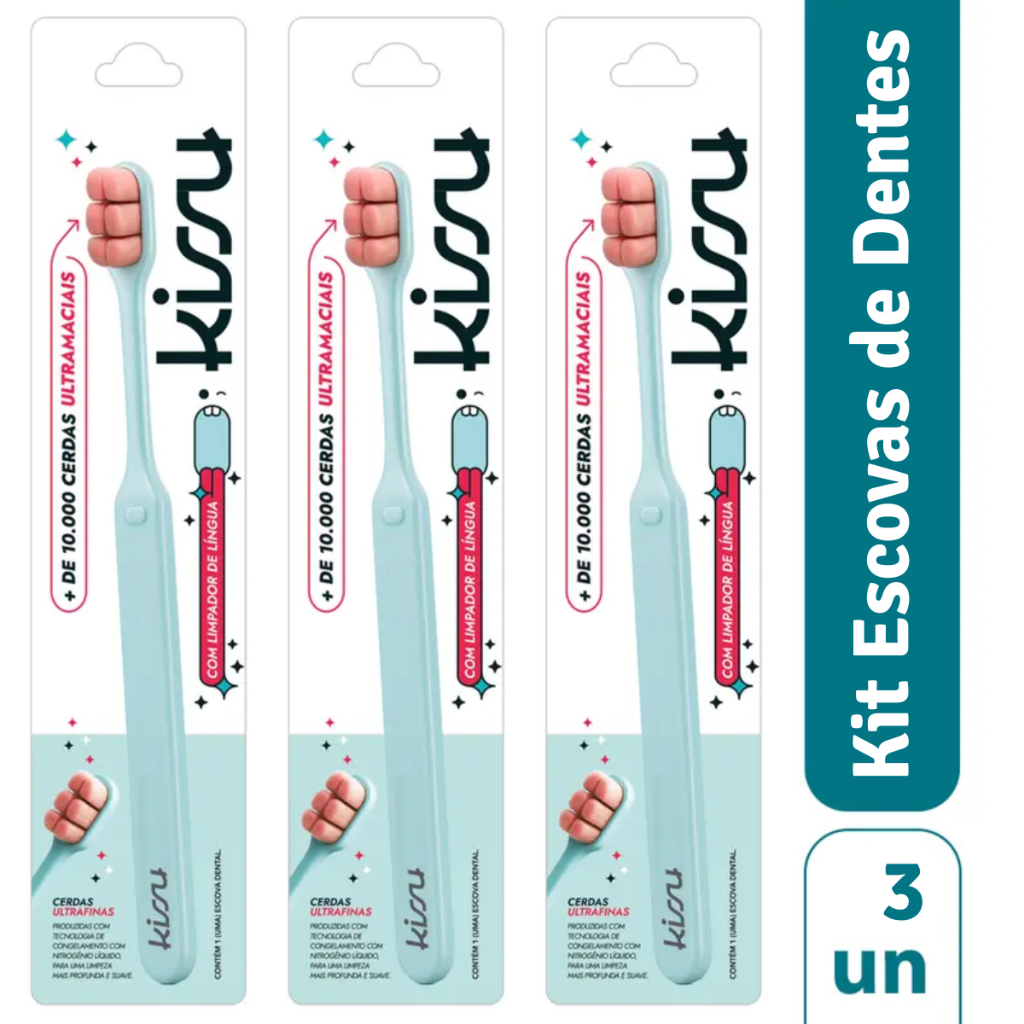 Kit 3 Escovas de Dente Kissu Ultramacia – Ciência e Suavidade Extrema