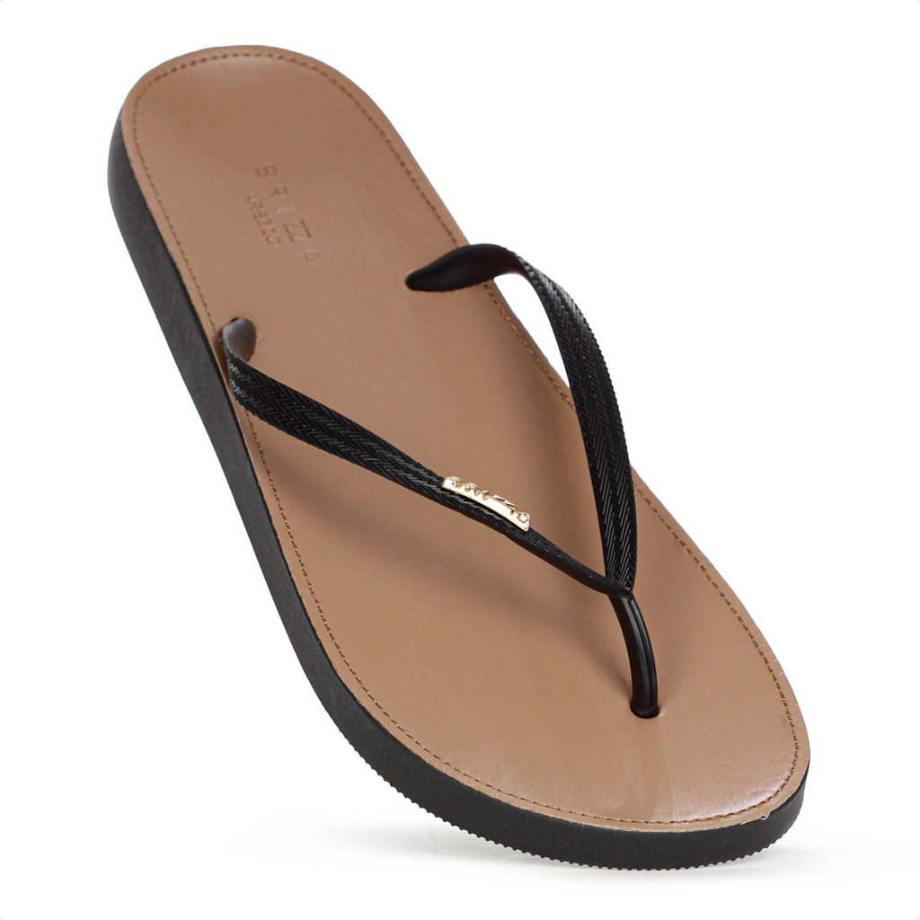 Chinelo Brizza Arezzo Recouro Fit Preto e Marrom - Feminino