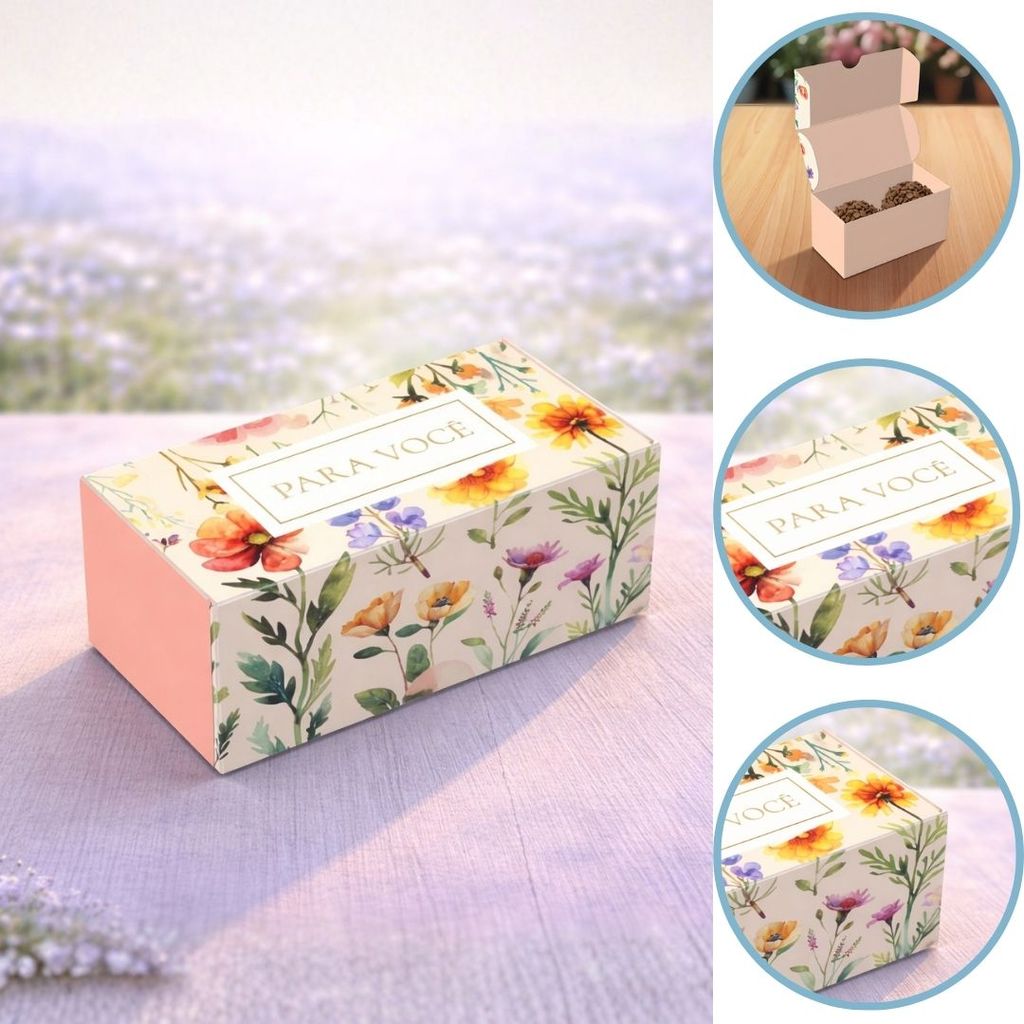 10 CAIXA 2 DOCES 8X4X4 FLORES 6012 ( DIA DAS MÃES IDEIA 2026 ) HOT STAMPING
