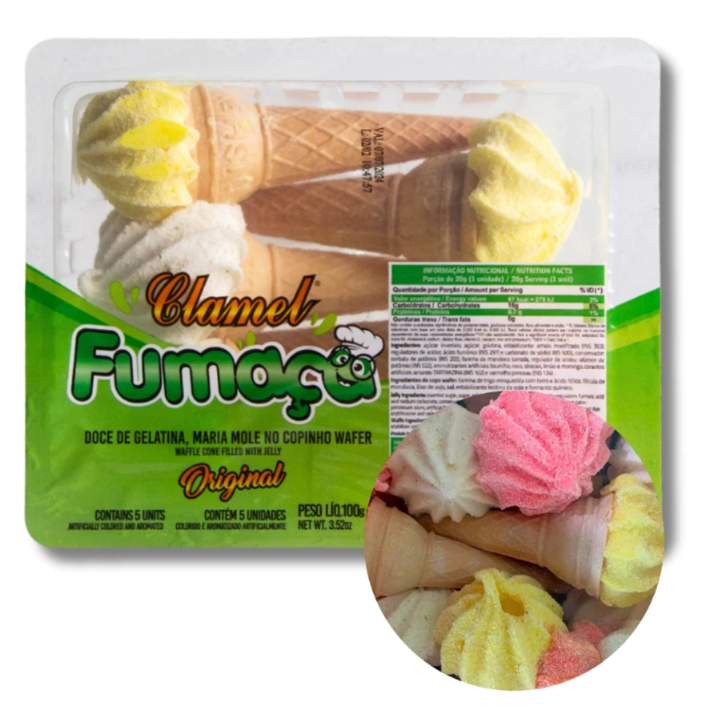 Doce Fumaça Maria Mole Copinho Wafer C/5 Unidades 100g Clamel Baby