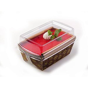 Forma Bolo Inglês Forneável Com Abas e Tampa Decorado 100g - 5 Unidades - Ecopack - Rizzo