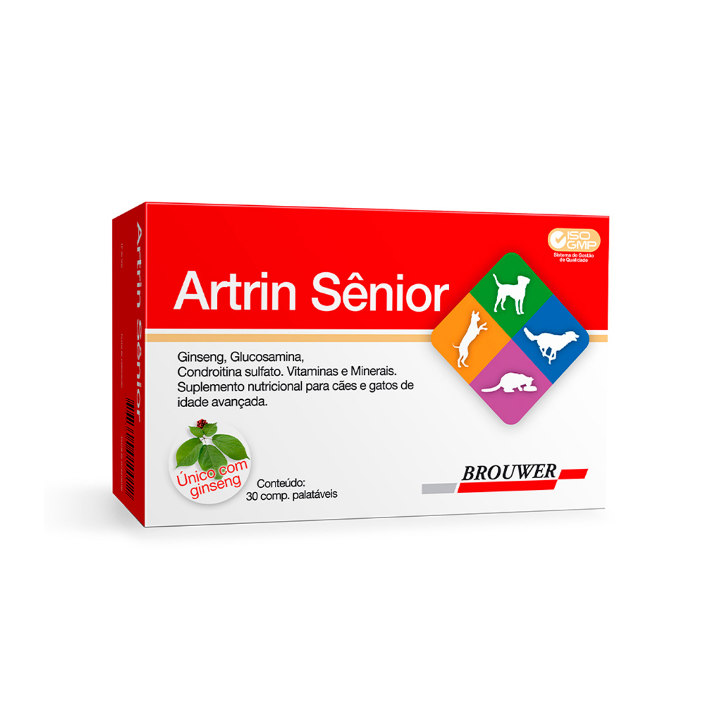 Artrin Senior Ginseng Suplemento Articular para Caes 30 comp