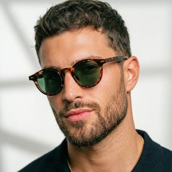 Óculos de Sol Redondo Premium Tartaruga Verde G15 Tendencia Verão Blogueira Oncinha Retro uv400