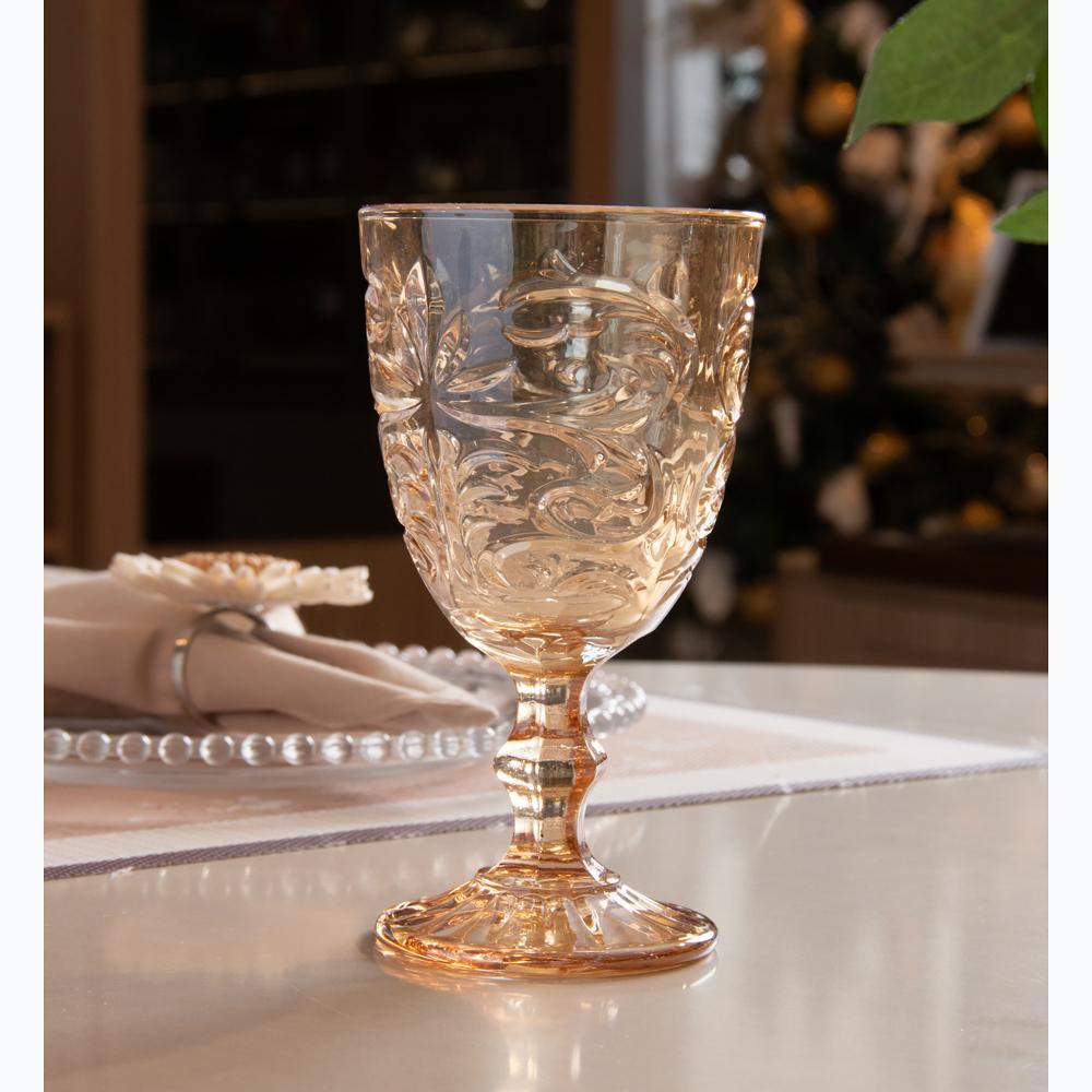 Taça para Água Wolff Arabesco Âmbar 320ml Cristal Ecológico