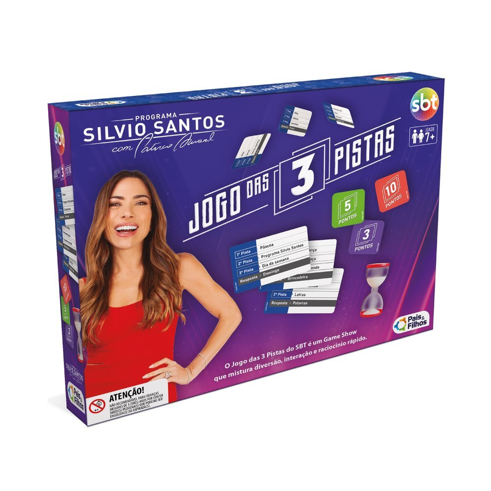 Jogo Das 3 Pistas Do SBT Original Silvio Santos  Adivinhação Diversão e Interação Para Família