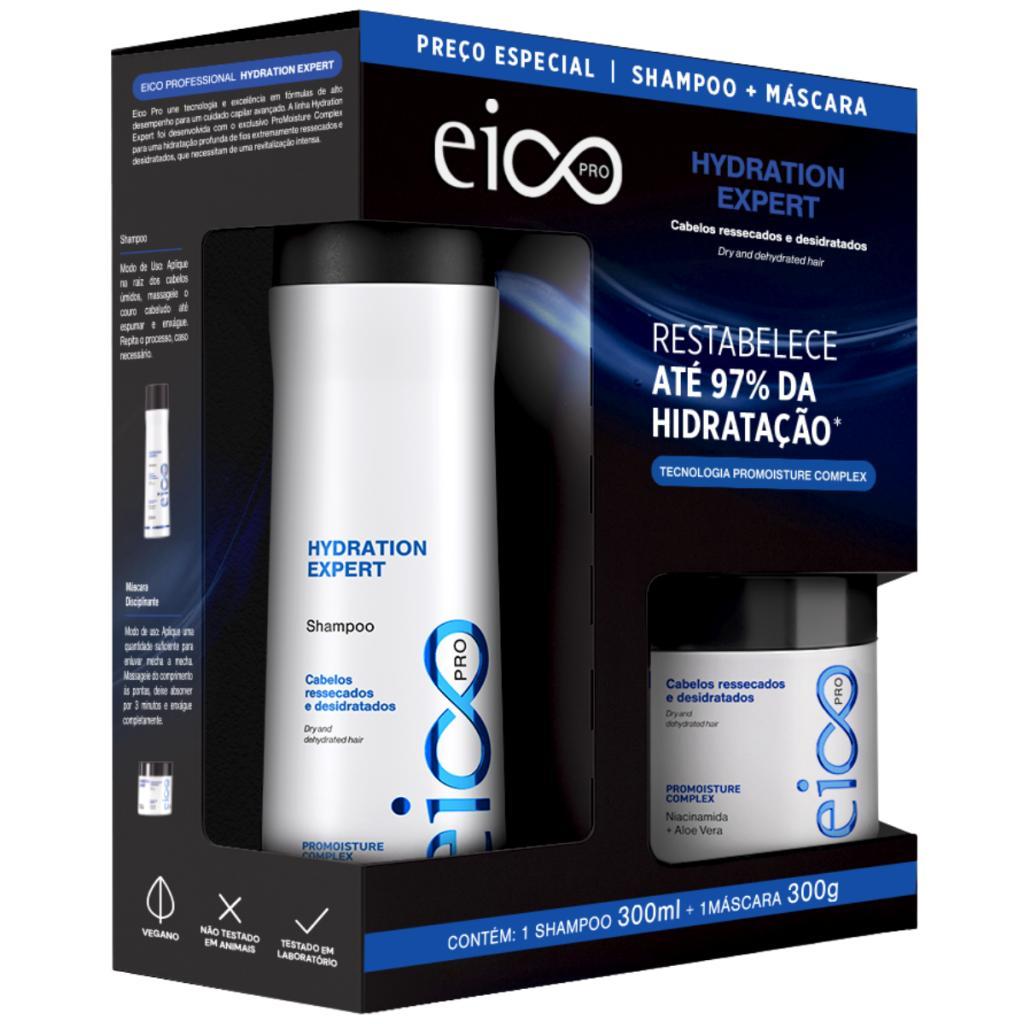 Kit Eico Shampoo 300ml Máscara Tratamento Hidratação 300ml Hydration Expert