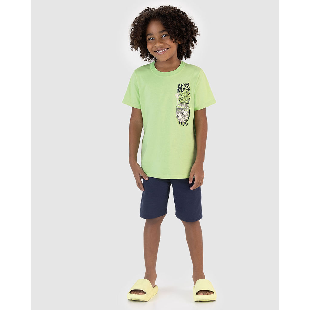 Conjunto Infantil Menino Camiseta Manga Curta Estampa Em Algodão Malwee Kids