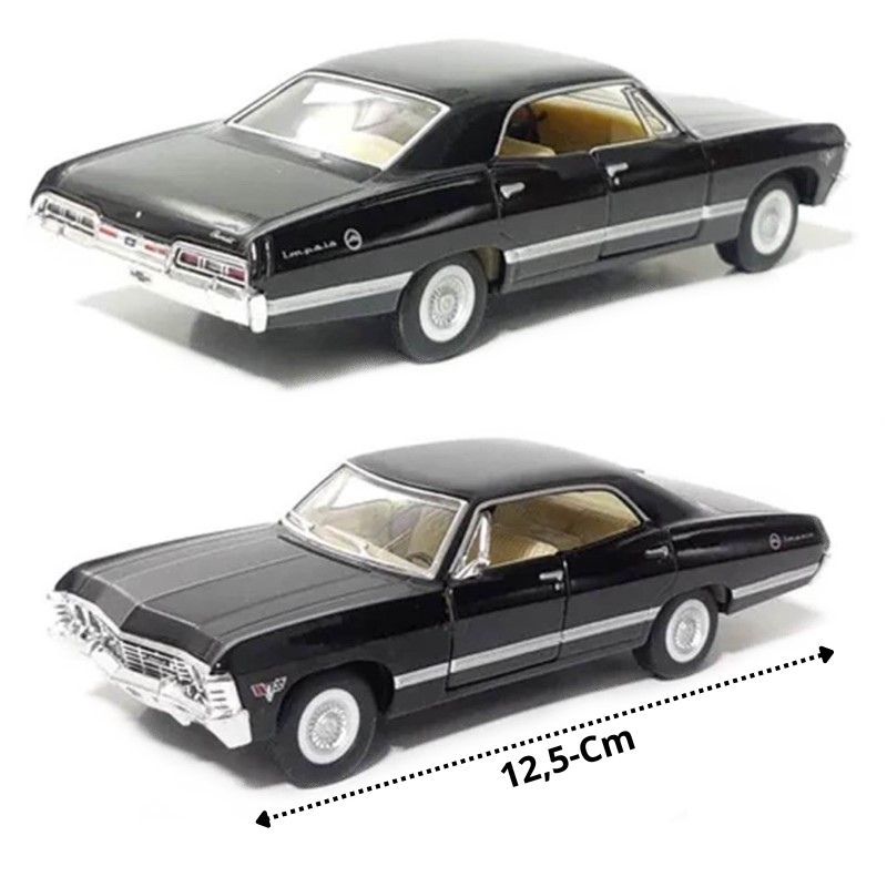 Miniatura Carro Dean Winchester Supernatural Impala Preto 1967 Carrinho Antigo Ferro Escala 1/43