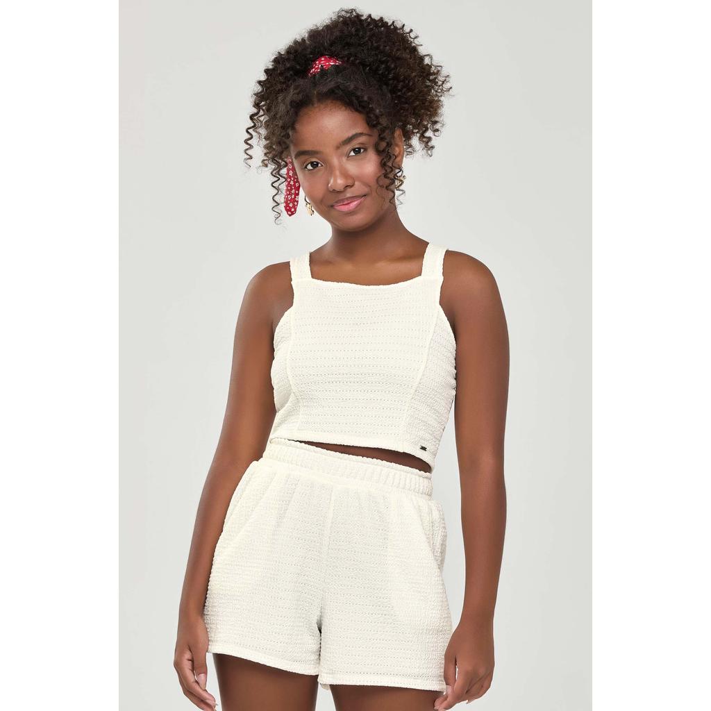 Conjunto Juvenil Menina Texturizado Beats Bege