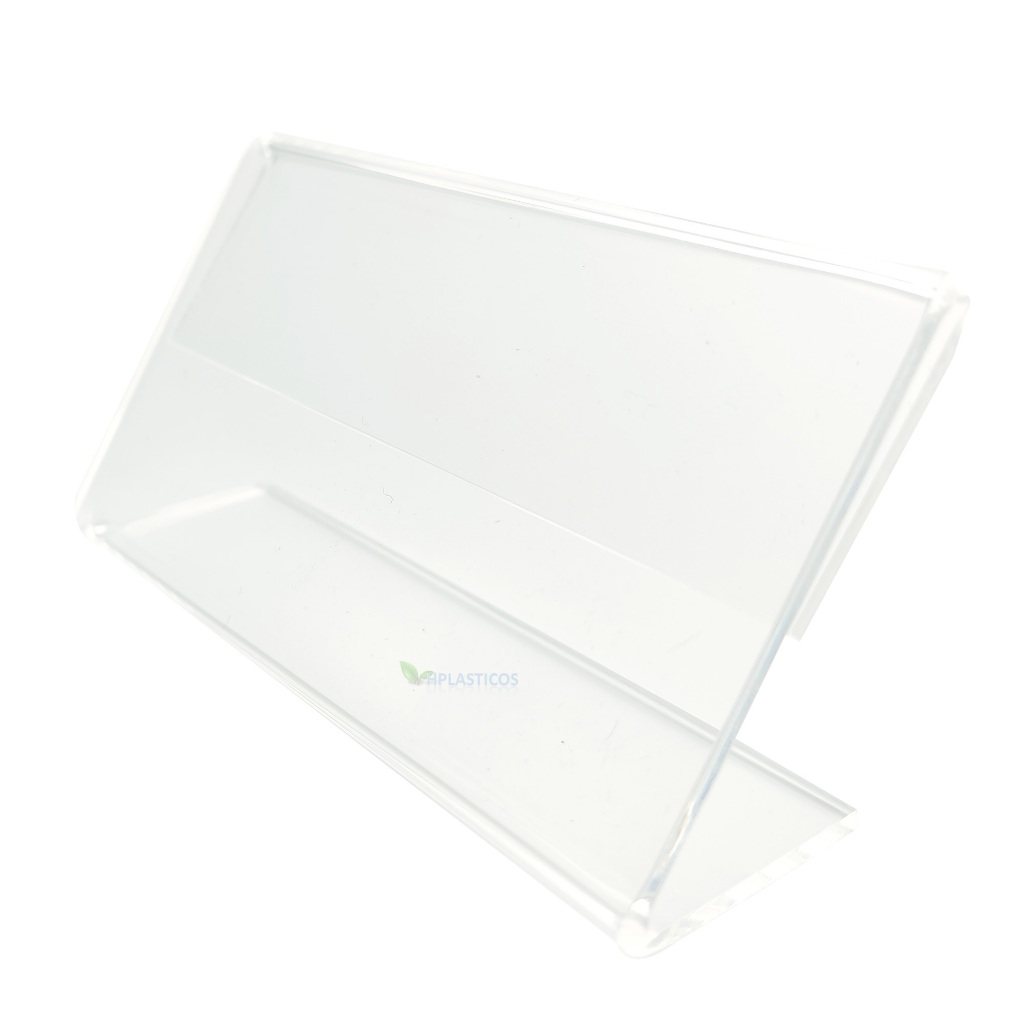 Display porta etiqueta de preço em acrílico cristal kit 10 Segunda Linha modelo L 3,5 Cm X 6,5 Cm