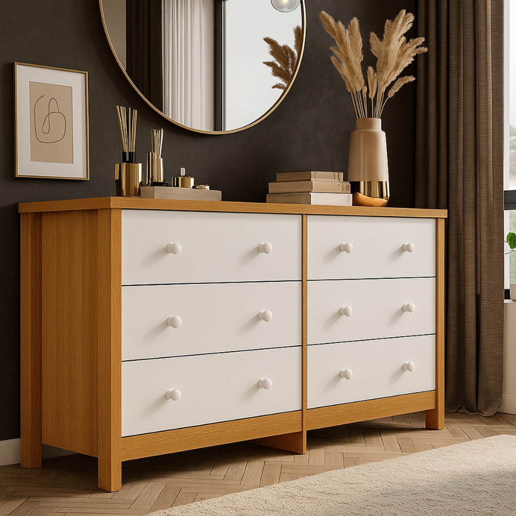 Cômoda 6 Gavetas Grande Casal e Solteiro Organizador Roupa Espaçosa Design Moderno Durável Branca