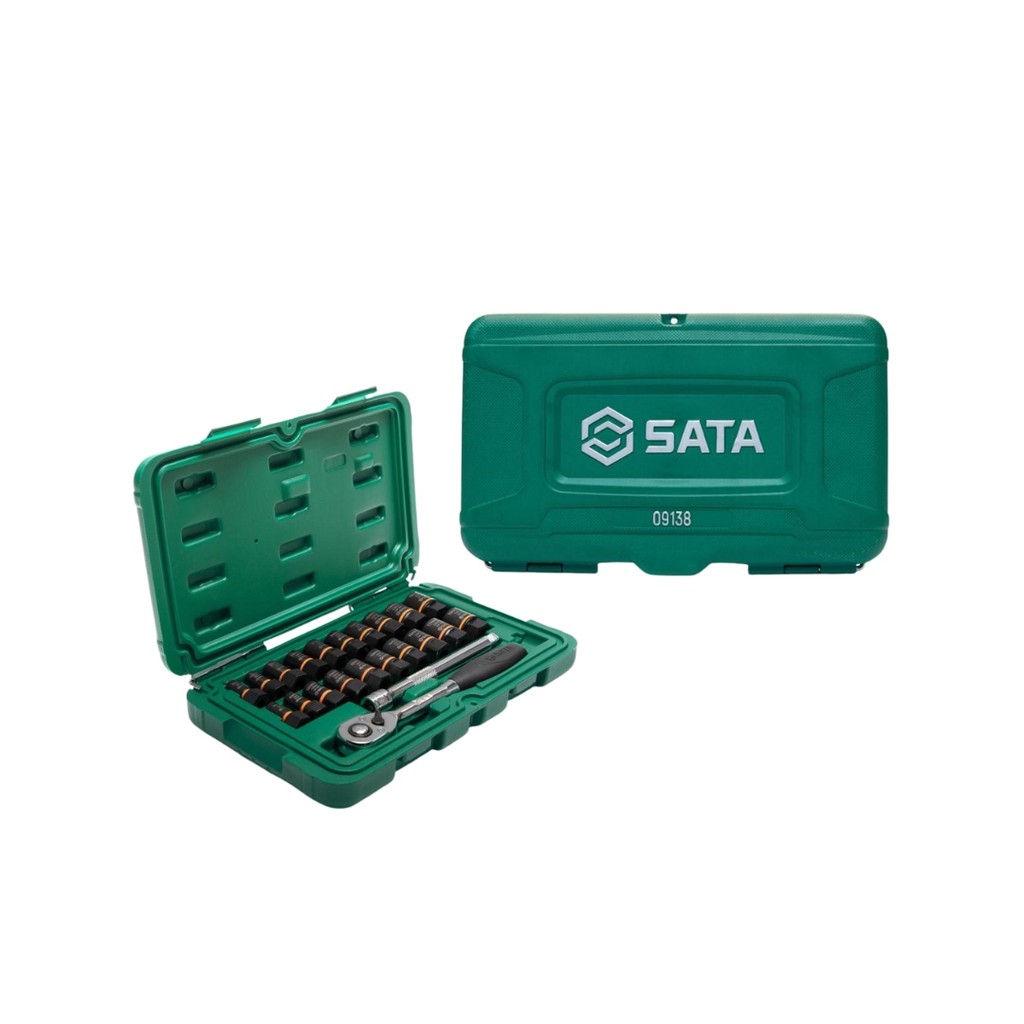 Jogo De Soquetes Extrator 23 Peças 1/4 3/8  St09138 Sata