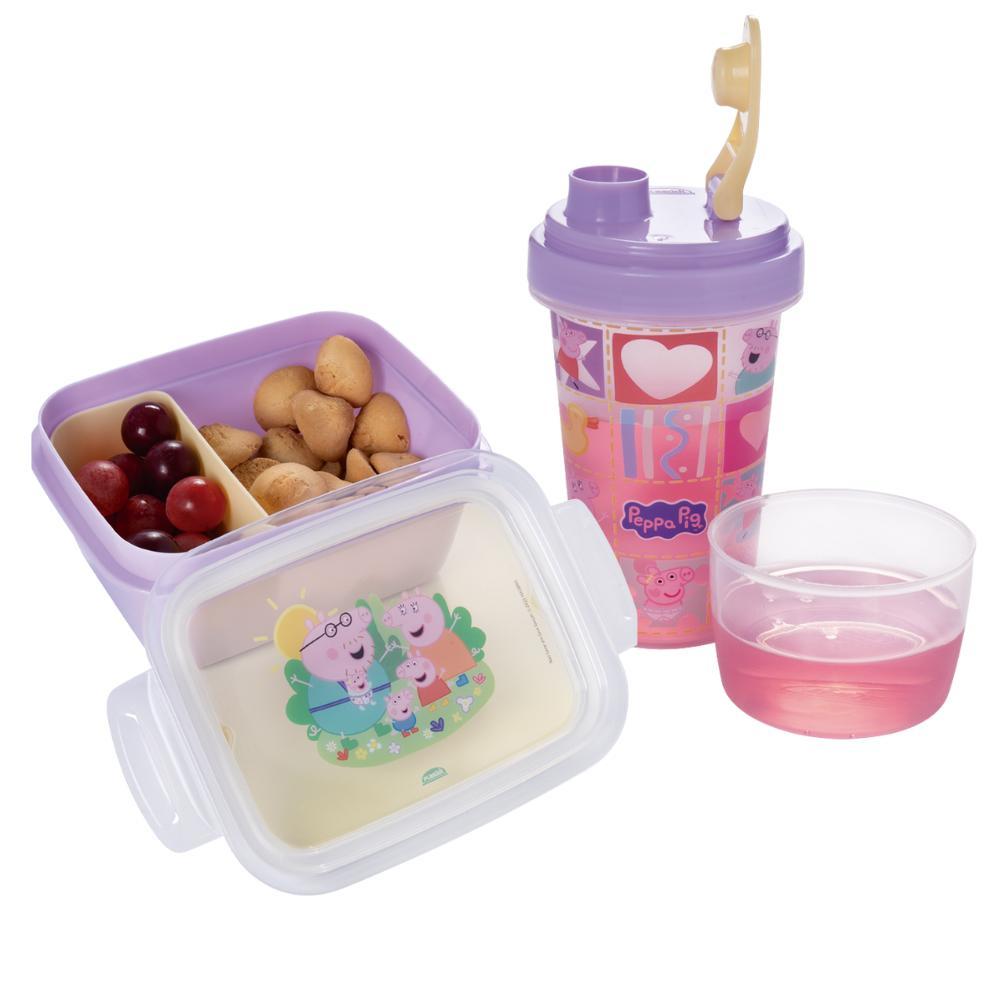 Kit Lancheira Peppa Volta à Aulas 2 Peças 1 Pote Marmita 1 Garrafa Mini Shakeira Plasútil