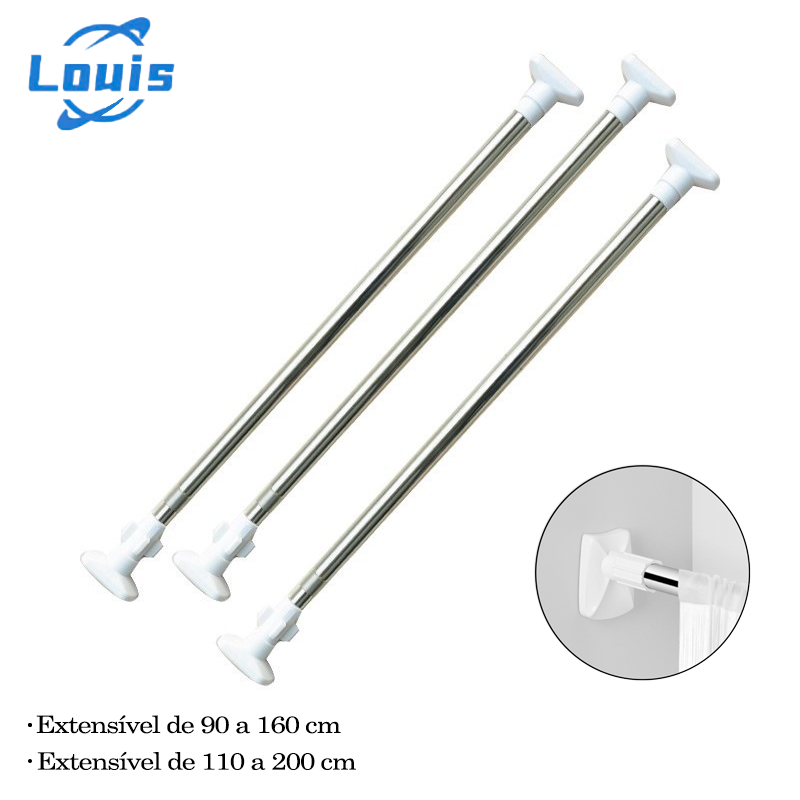 Louis Barra Regulável Multifuncional - Para Cortinas, Secar Roupas e Organização