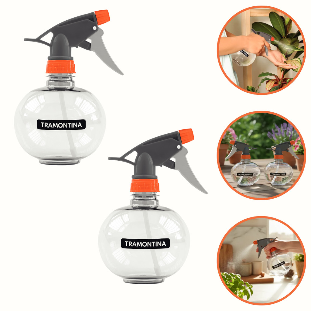 Kit 2 Pulverizadores Borrifadores Manuais Cinza 450ML