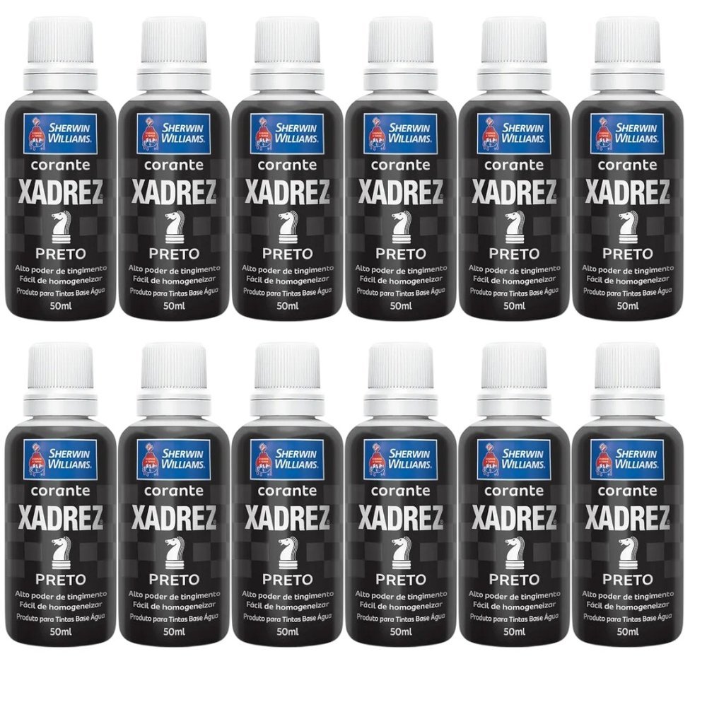 Corante Líquido Xadrez Sherwin Williams 50ml 12 Peças Preto