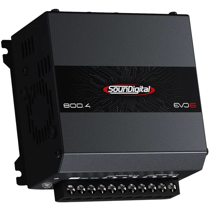 Módulo Amplificador Soundigital 800.4 800w Evo6 4 Canais Com Cooler e Crossover Som Automotivo