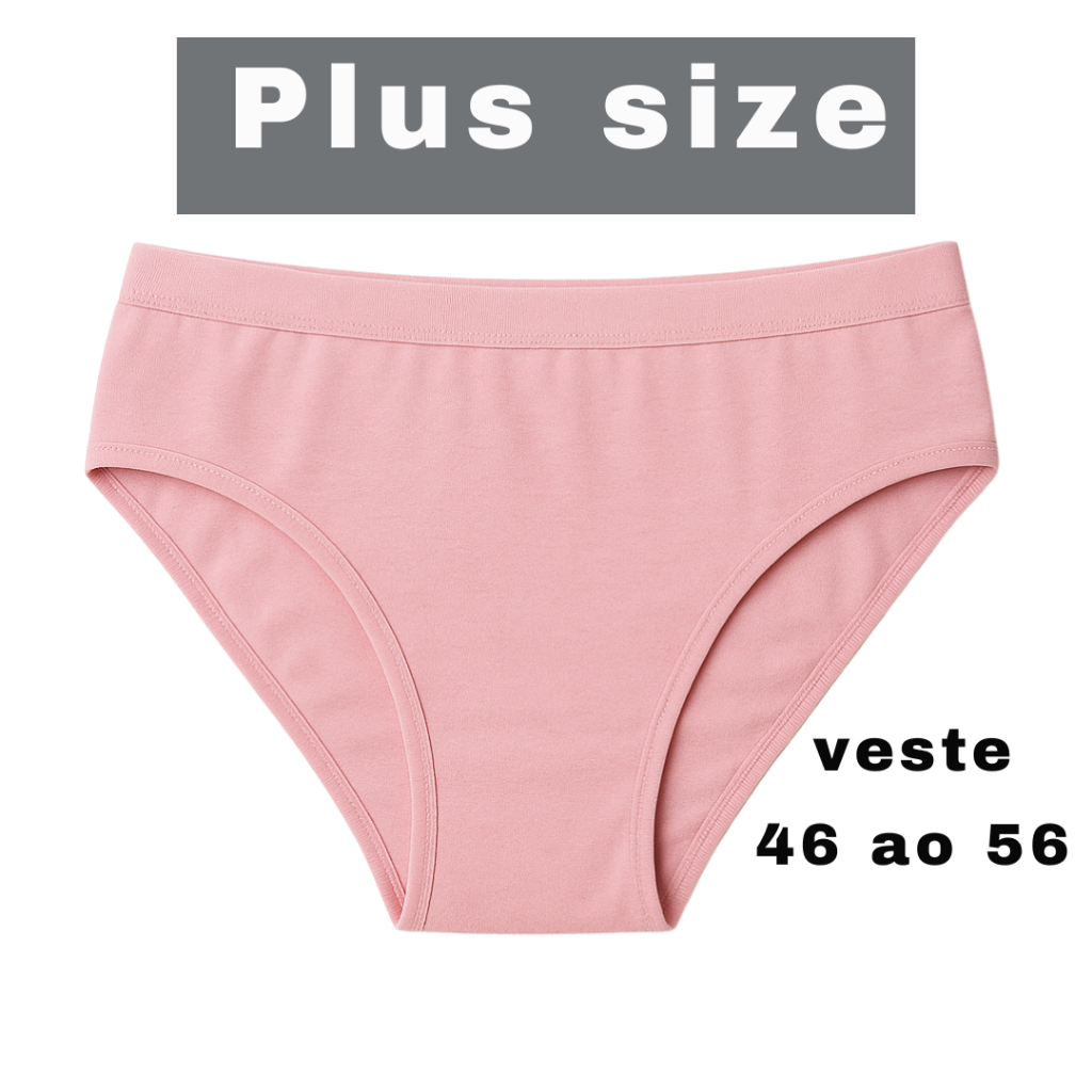 Kit 3 Calcinha Plus size Cintura Alta  Micro Fibra Forro 100 % Algodão