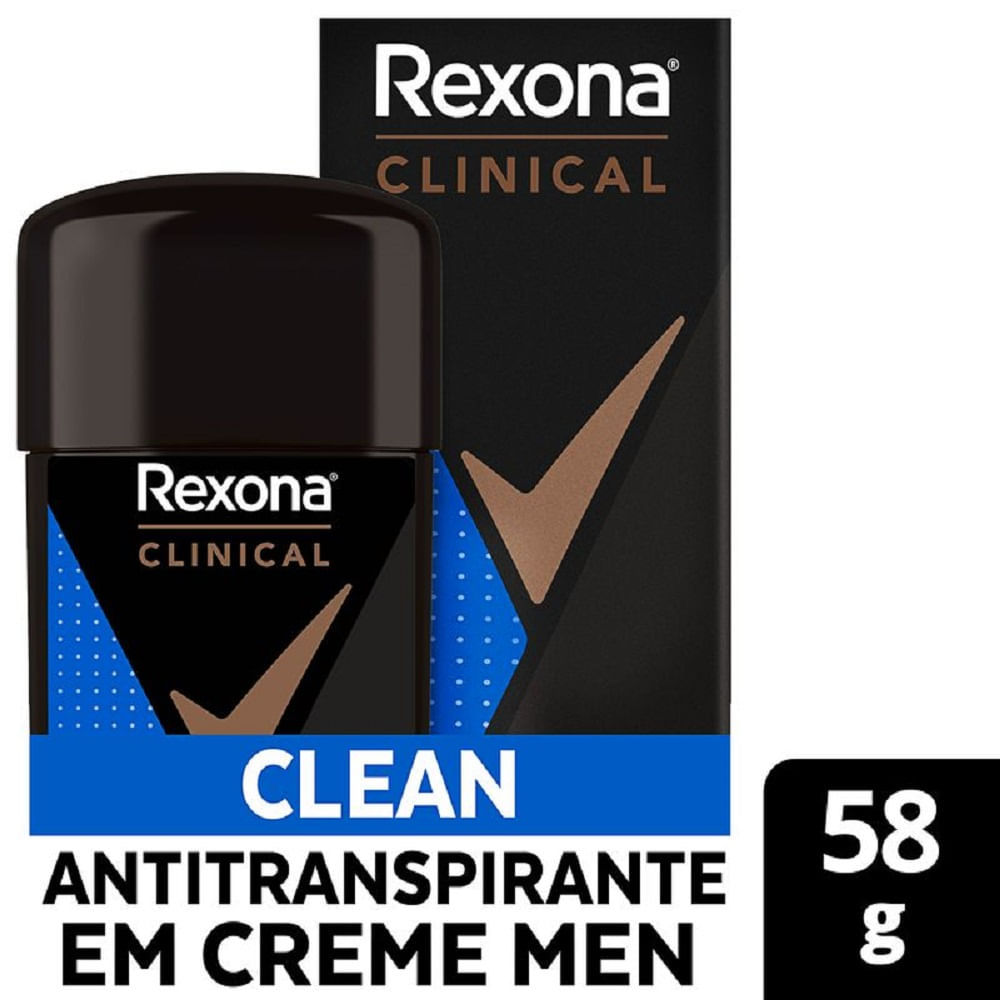 Desodorante Antitranspirante Creme Rexona Clinical Clean Masculino 96h 58g