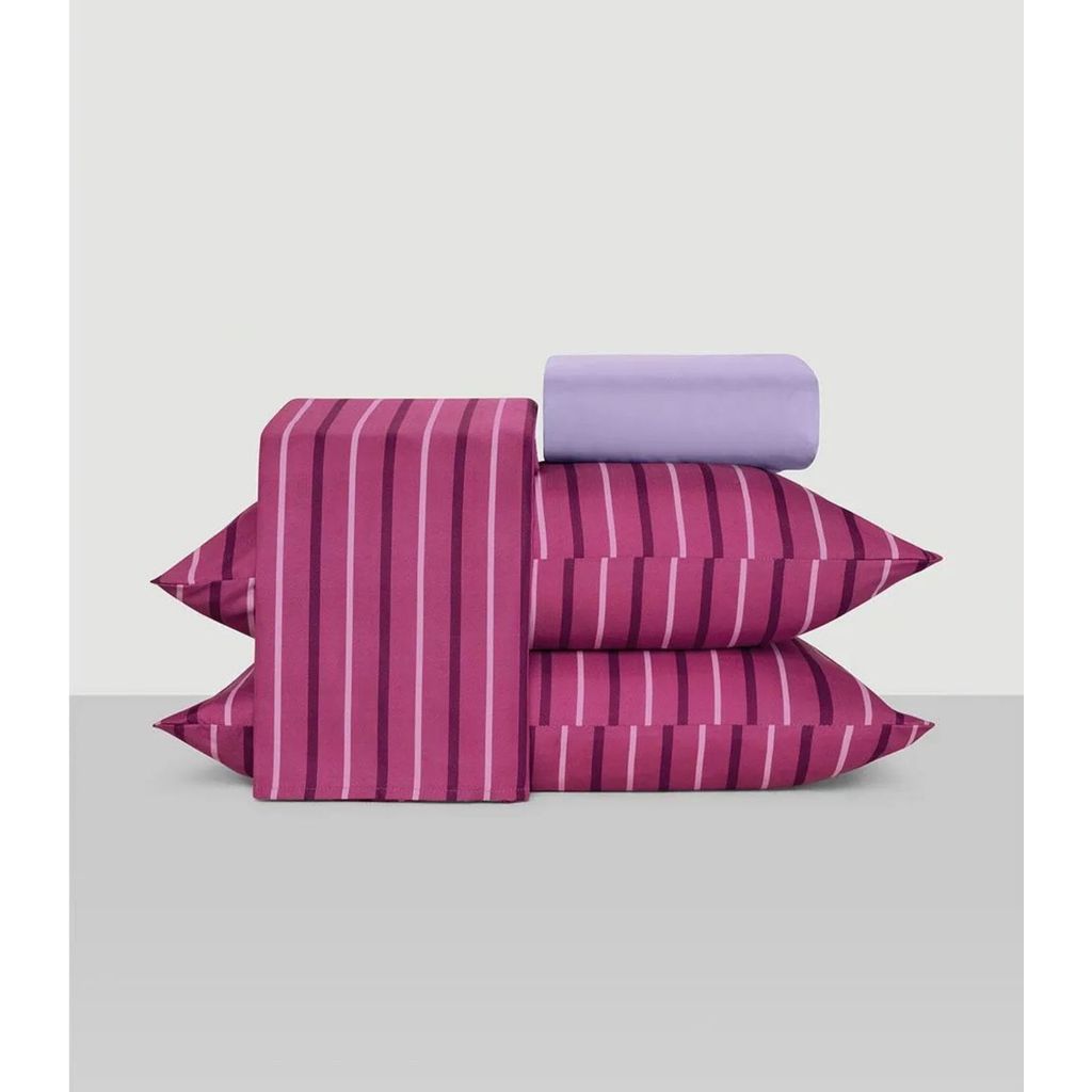 Jogo De Cama 200 Fios Queen 4 Peças Lar E Lazer Rosa