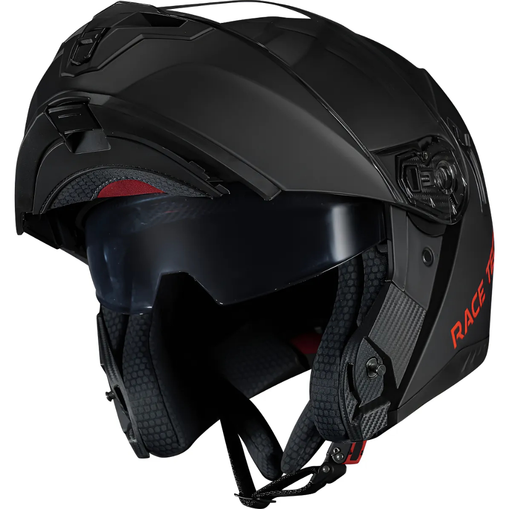 Capacete Escamoteavel Signal Preto Fosco Com Óculos Race Tech