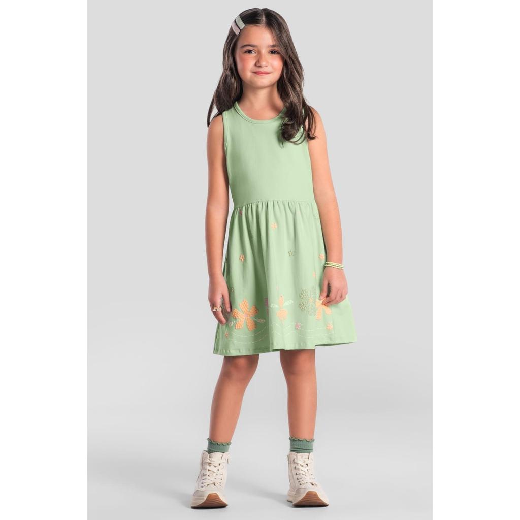 Vestido infantil menina floral com glitter Brandili