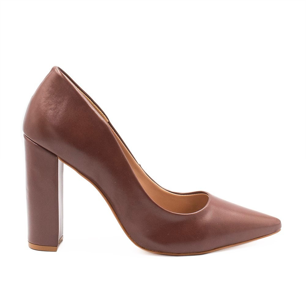 Scarpin Zatta Zatta Salto Grosso Jaine Napa Marrom