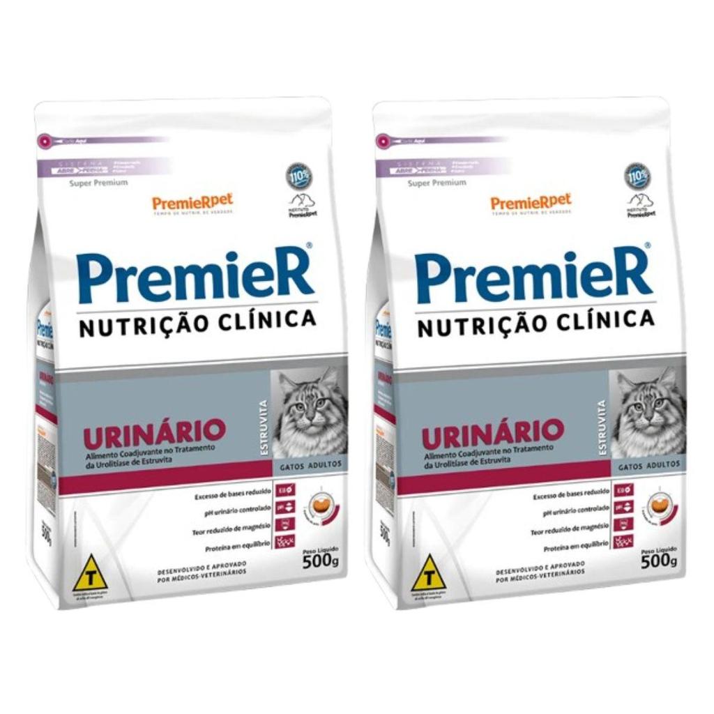 Kit 2 Ração Premier Clínica Urinário Para Gatos Adultos 500g