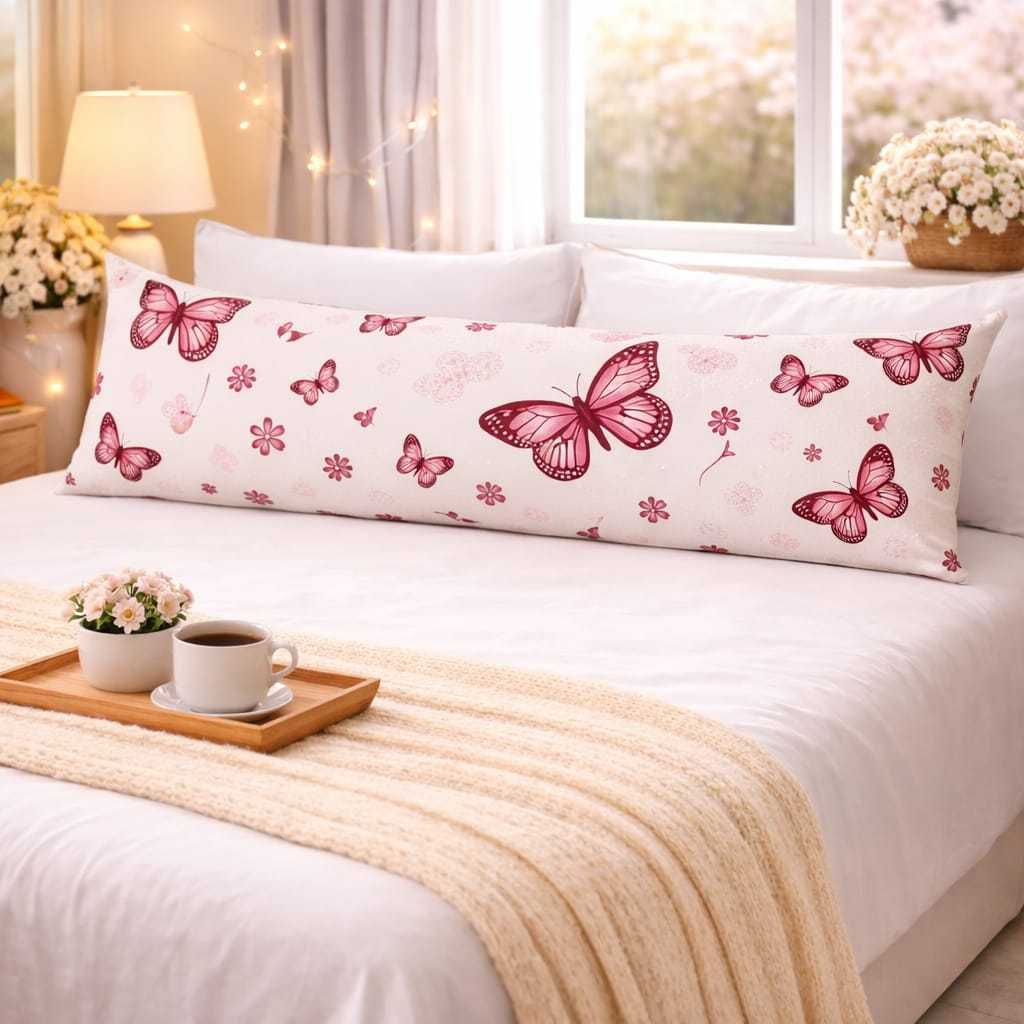 Capa de Travesseiro De Corpo  Fronha Xuxão 1.25x0.45cm da Borboleta Cama Quarto Sala e Decoração