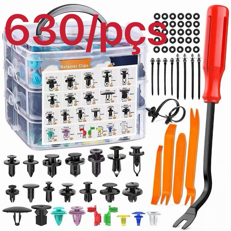 Kit 630 Peças Presilha Grampo Automotivo Reparo Universal JJ