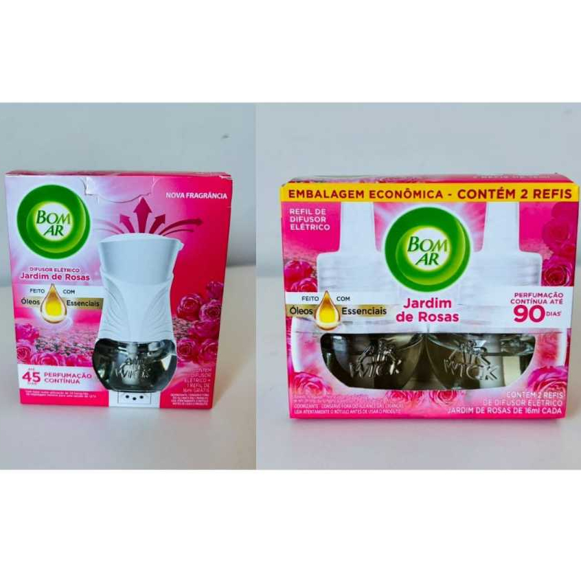 Bom Ar Difusor Elétrico Lançamento Jardim De Rosas Aparelho + Refil 16ML ou Refil com 2 Un 16ML Cada