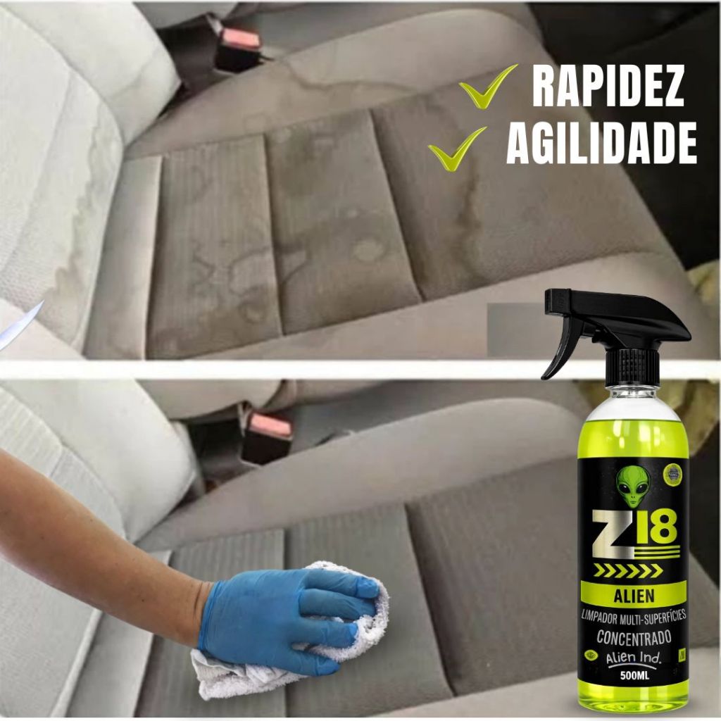 Limpa Tudo Higienização Automotiva - Tira Manchas - Teto - Bancos Z18 500ml - Concentrado