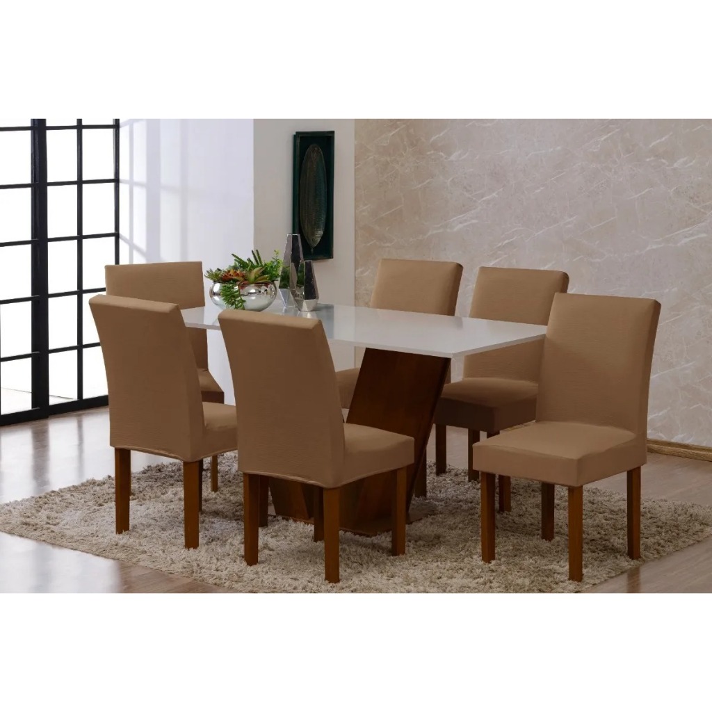 Kit Capas para Cadeira de Jantar Elástica 6 Cadeiras |Lavável | Várias Cores | Envio Imediato