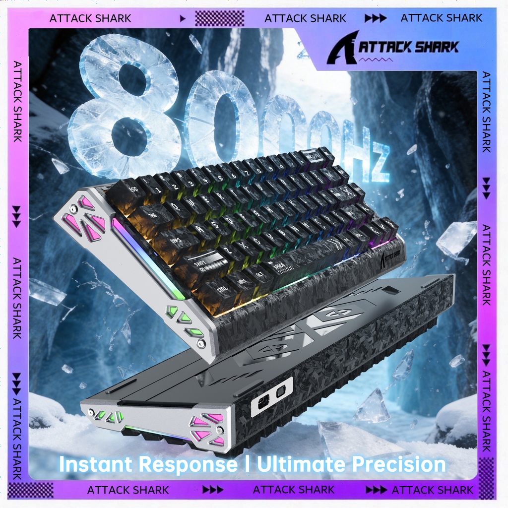 ATTACK SHARK R68 HE 60% Wired Rapid Trigger 8K Mechanical RGB Gaming Keyboard with 0.005mm Accuracy