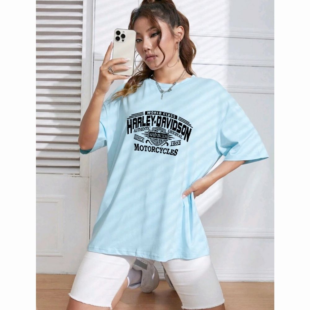 Oversized Camiseta Feminina Com Ombro caído de estilo Street Wear Americano