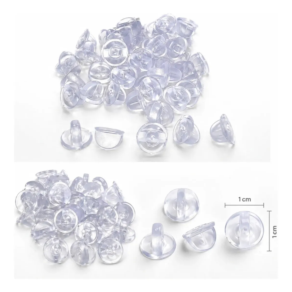 Tarraxa para Pin Kit com 50 Tarraxas Silicone Preta Para Pins e Broches