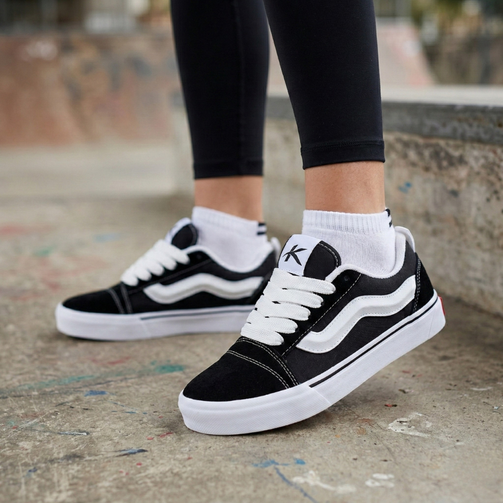 Tenis Feminino KNW Original Kalum Academia Confortavel Tenil Cadarço Grosso