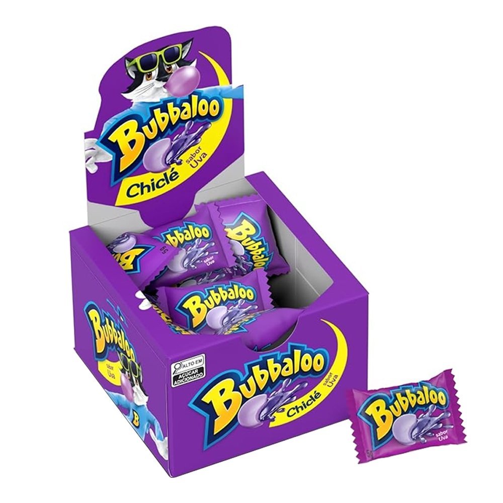 Chiclete Bubbaloo Uva - Caixa com 60 Unidades