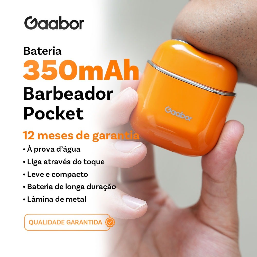 Gaabor Aparador de Barba Portatil Type C Recarregavel Dupla Lamina Preciso Para Viagem ER T01
