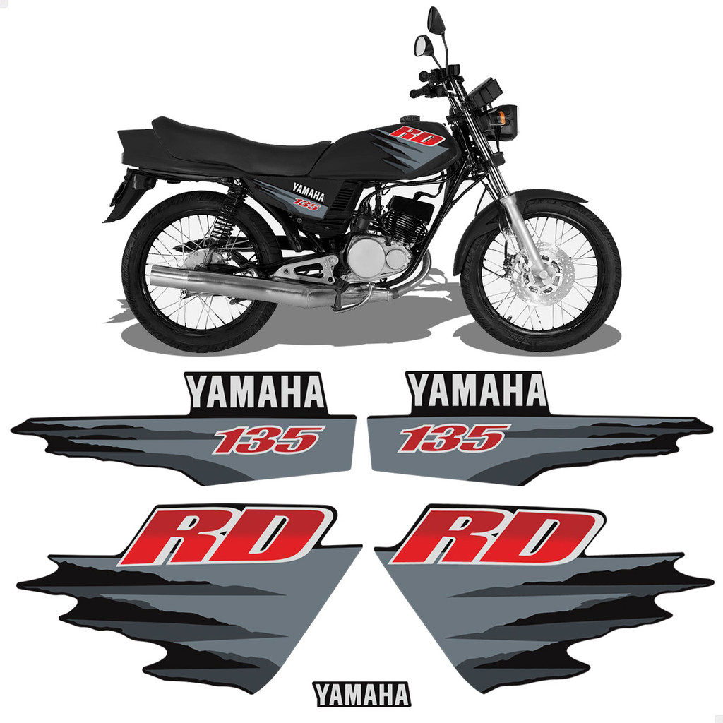 Kit Adesivos Para Yamaha RD 135 1998 Moto Preta Laterais