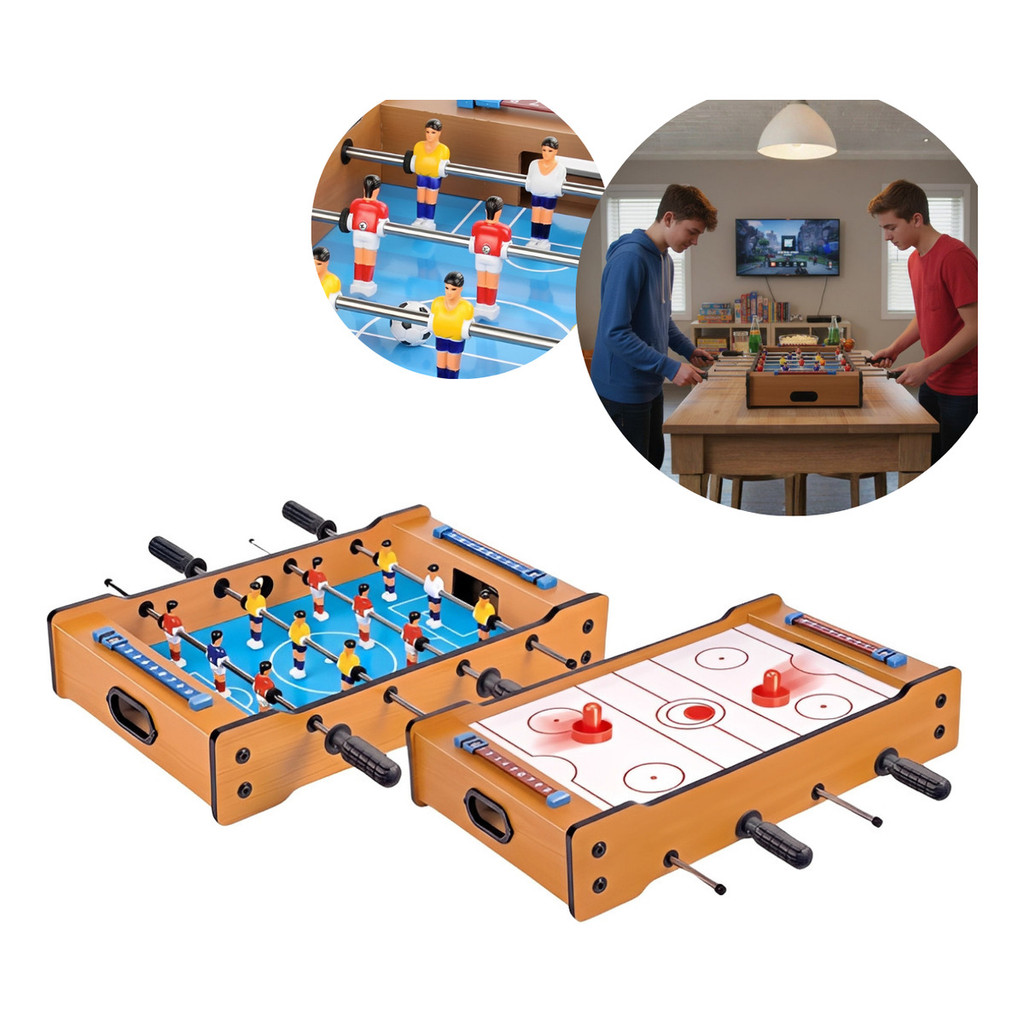 Mesa Infantil 2 em 1 Pebolim e Air Game Com Acessórios Completos Diversão Garantida Entre Amigos