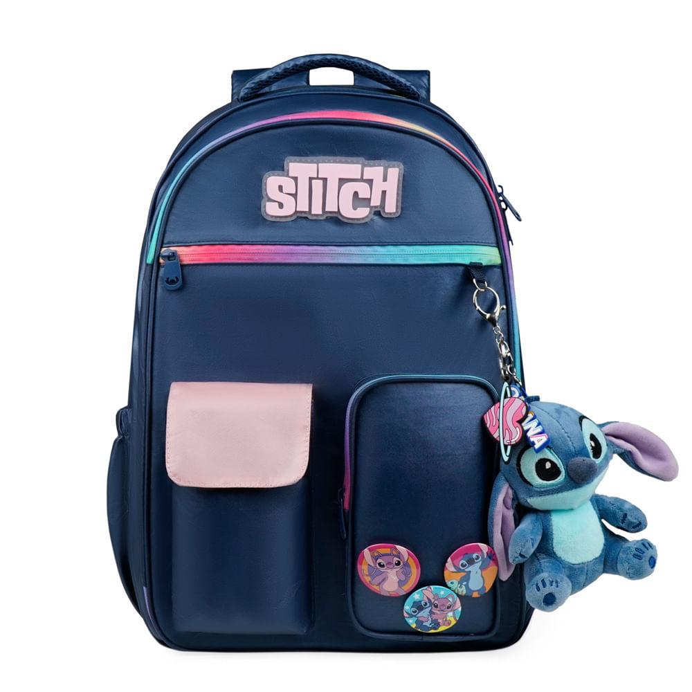 Mochila Escolar Feminina Stitch Azul
