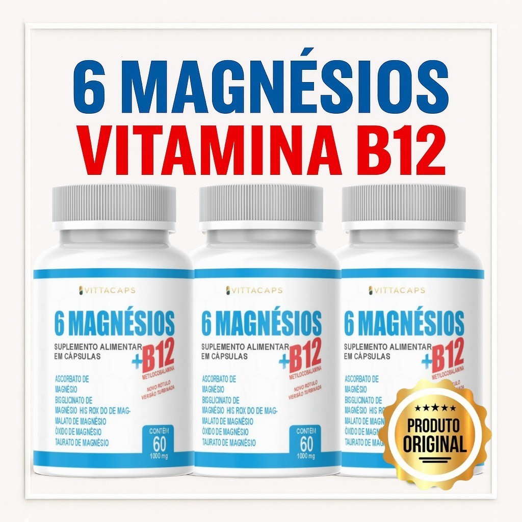 VITAMINA B12 METILCOBALAMINA +6 MAGNÉSIOS-AGORA EM 1 SÓ POTE | MAIS COMPLETO-6X1