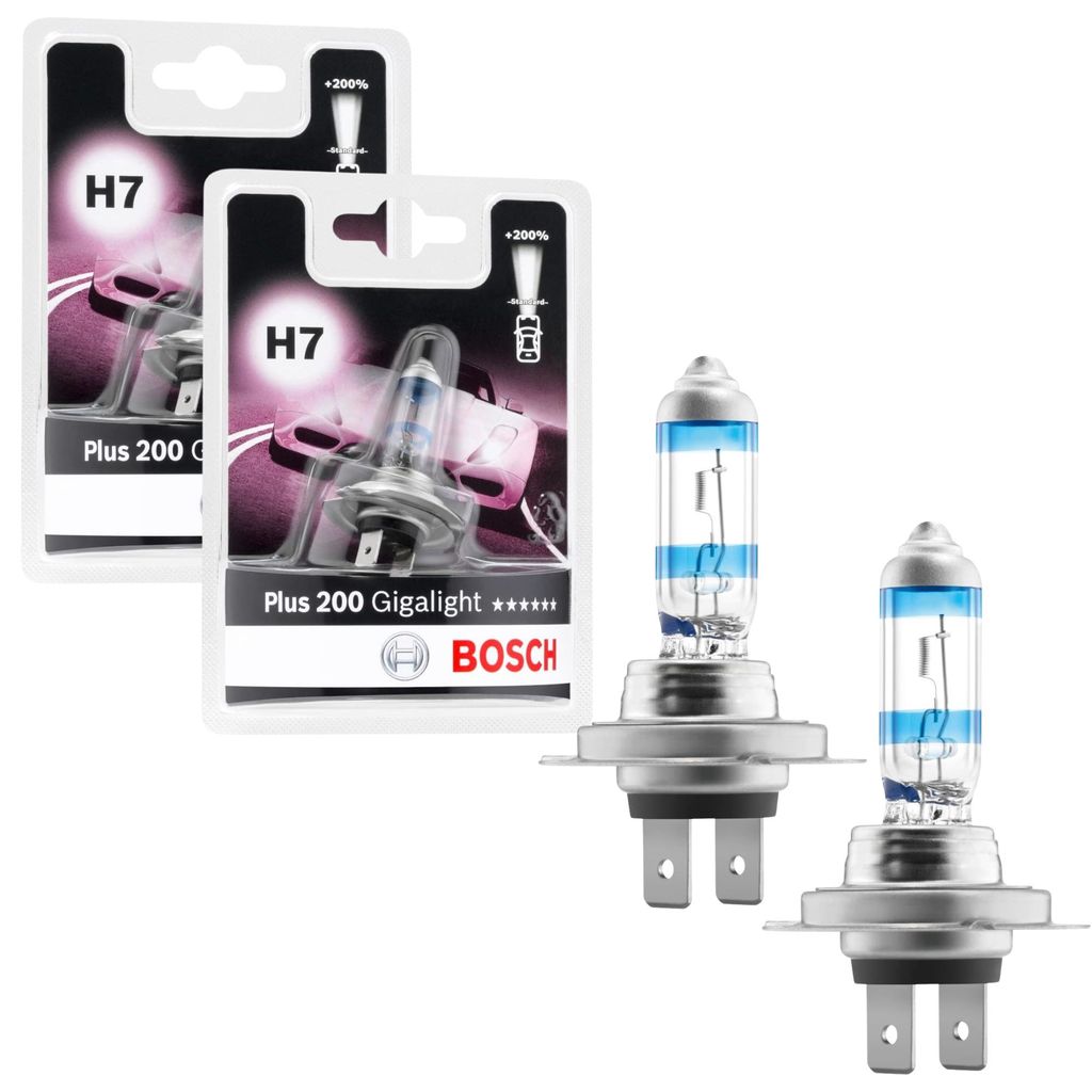 PAR DE LÃMPADA BOSCH ORIGINAL HALÓGENA H7 GIGA LIGHT PLUS 200 12V